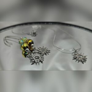 Handmade Stainless Steel and Multicolor Sunburst Necklace